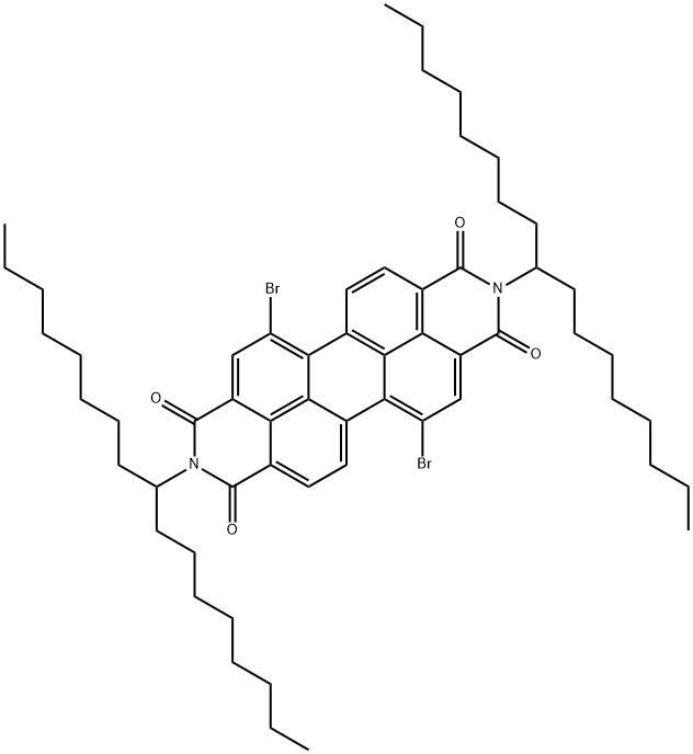 Anthra[2,1,9-def:6,5,10-d'e'f']diisoquinoline-1,3,8,10(2H,9H)-tetrone, 5,12-dibromo-2,9-bis(1-octylnonyl)- 化学構造式