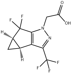 2-((3BS,4AR)-5,5-二氟-3-(三氟甲基)-3B,4,4A,5-四氢-1H-环丙烯并[3,4]环戊二烯并[1,2-C]吡唑-1-基)乙酸,1620056-83-8,结构式