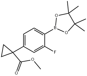 Cyclopropanecarboxylic acid, 1-[3-fluoro-4-(4,4,5,5-tetramethyl-1,3,2-dioxaborolan-2-yl)phenyl]-, methyl ester Structure