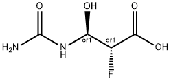 Propanoic acid, 3-[(aminocarbonyl)amino]-2-fluoro-3-hydroxy-, (2R,3S)-rel- Struktur