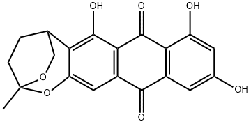 2,5-Ethanoanthra[2,3-d]-1,3-dioxepin-7,12-dione, 4,5-dihydro-6,8,10-trihydroxy-2-methyl- (9CI) Struktur