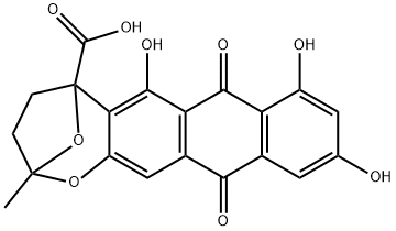 2,5-Epoxyanthra[2,3-b]oxepin-5(2H)-carboxylic acid, 3,4,7,12-tetrahydro-6,8,10-trihydroxy-2-methyl-7,12-dioxo- (9CI),162797-37-7,结构式
