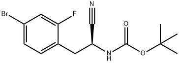 Carbamic acid, N-[(1S)-2-(4-bromo-2-fluorophenyl)-1-cyanoethyl]-, 1,1-dimethylethyl ester 化学構造式