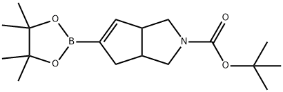 Cyclopenta[c]pyrrole-2(1H)-carboxylic acid, 3,3a,4,6a-tetrahydro-5-(4,4,5,5-tetramethyl-1,3,2-dioxaborolan-2-yl)-, 1,1-dimethylethyl ester Struktur