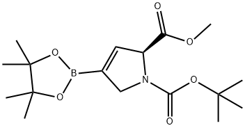 1H-Pyrrole-1,2-dicarboxylic acid, 2,5-dihydro-4-(4,4,5,5-tetramethyl-1,3,2-dioxaborolan-2-yl)-, 1-(1,1-dimethylethyl) 2-methyl ester, (2S)- Structure