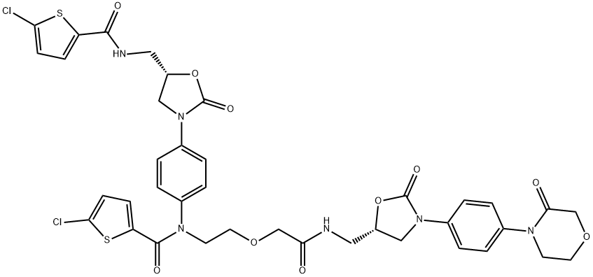 5-chloro-N-(4-((S)-5-((5-chlorothiophene-2-carboxamido)methyl)-2-oxooxazolidin-3-yl)phenyl)-N-(2-(2-oxo-2-((((S)-2-oxo-3-(4-(3-oxomorpholino)phenyl)oxazolidin-5-yl)methyl)amino)ethoxy)ethyl)thiophene-2-carboxamide