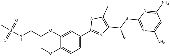 Methanesulfonamide, N-[2-[5-[4-[(1R)-1-[(4,6-diamino-2-pyrimidinyl)thio]ethyl]-5-methyl-2-thiazolyl]-2-methoxyphenoxy]ethyl]- Structure