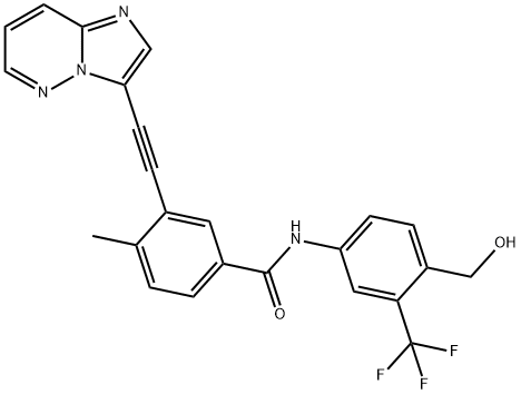 Benzamide, N-[4-(hydroxymethyl)-3-(trifluoromethyl)phenyl]-3-(2-imidazo[1,2-b]pyridazin-3-ylethynyl)-4-methyl- Structure