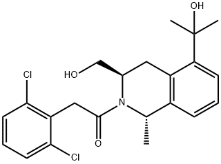 2-(2,6-dichlorophenyl)-1-[(1S,3R)-3-(hydroxymethy l)-5-(2-hydroxypropan-2-yl)-1-methyl-1,2,3,4-tetrah ydroisoquinolin-2-yl]ethan-1-one,1638667-81-8,结构式