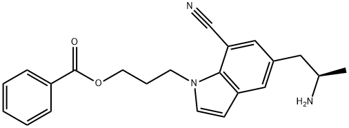 1H-Indole-7-carbonitrile, 5-[(2R)-2-aminopropyl]-1-[3-(benzoyloxy)propyl]- 化学構造式
