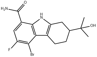 5-Bromo-6-fluoro-2,3,4,9-tetrahydro-2-(1-hydroxy-1-methylethyl)-1H-carbazole-8-carboxamide Structure