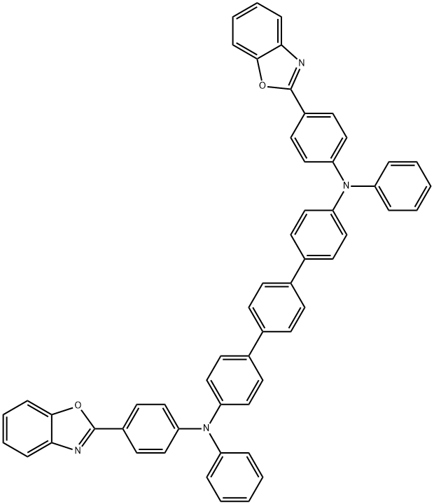 [1,1':4',1''-Terphenyl]-4,4''-diamine, N4,N4''-bis[4-(2-benzoxazolyl)phenyl]-N4,N4''-diphenyl- 化学構造式