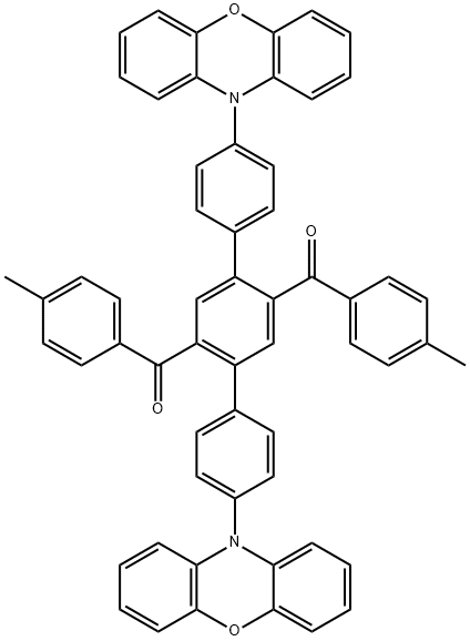 1,4-Bis(9,9-phenoxazin-10-yl-p-phenyl)-2,5-bis(p -tolylmethanoyl)-benzene 化学構造式