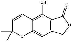 6H-Furo[3,4-g]-1-benzopyran-6-one, 2,8-dihydro-5-hydroxy-2,2-dimethyl- 结构式