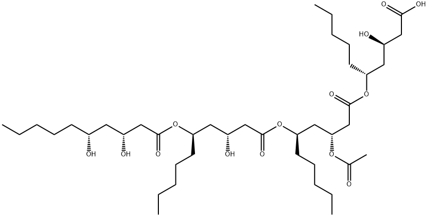 Decanoic acid, 3-(acetyloxy)-5-[[(3R,5R)-5-[[(3R,5R)-3,5-dihydroxy-1-oxodecyl]oxy]-3-hydroxy-1-oxodecyl]oxy]-, (1R)-1-[(2R)-3-carboxy-2-hydroxypropyl]hexyl ester, (3R,5R)- (9CI) Struktur