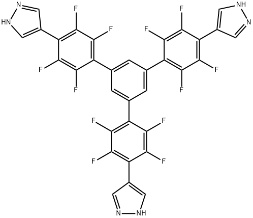 4,4'-(2,2'',3,3'',5,5'',6,6''-八氟-5'-(2,3,5,6-四氟-4-(1H) -吡唑-4-基)苯基)-[1,1'3',1''-三联苯]-4,4''-二基)双(1H-吡唑) 结构式