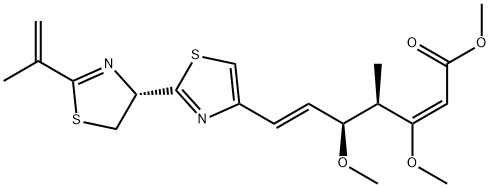 2,6-Heptadienoic acid, 7-[(4'S)-4',5'-dihydro-2'-(1-methylethenyl)[2,4'-bithiazol]-4-yl]-3,5-dimethoxy-4-methyl-, methyl ester, (2E,4R,5S,6E)- Structure