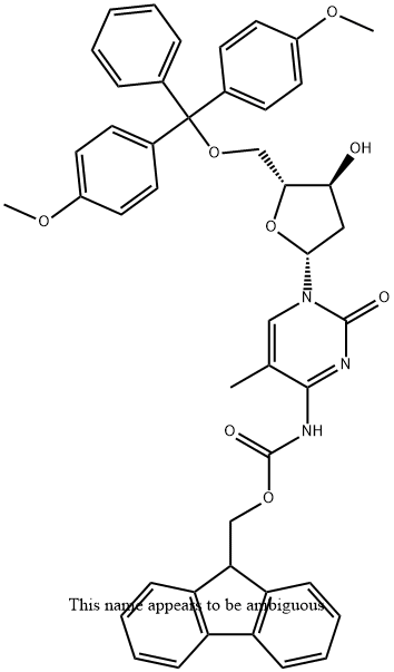 5'-O-(4,4'-Dimethoxytrityl)-2'-deoxy-N4-[(9H-fluoren-9-ylmethoxy) carbonyl]-5-methylcytidine 化学構造式