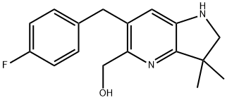 1H-Pyrrolo[3,2-b]pyridine-5-methanol, 6-[(4-fluorophenyl)methyl]-2,3-dihydro-3,3-dimethyl- Structure