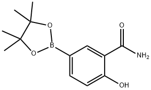 Benzamide, 2-hydroxy-5-(4,4,5,5-tetramethyl-1,3,2-dioxaborolan-2-yl)- Structure