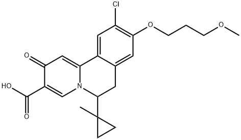 10-Chloro-9-(3-methoxypropoxy)-6-(1-methylcyclopropyl)-2-oxo-6,7-dihydrobenzo[a]quinolizine-3-carboxylic acid,1802408-28-1,结构式