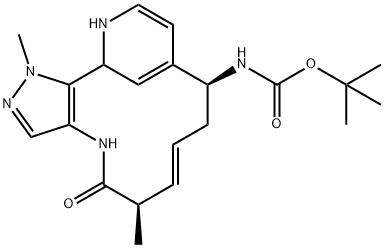 tert-butyl((5R,9S,E)-21,5-dimethyl-4-oxo-21H-3-aza-1(2,4)-pyridina-2(5,4)-pyrazolacyclononaphan-6-en-9-yl)carbamate Struktur