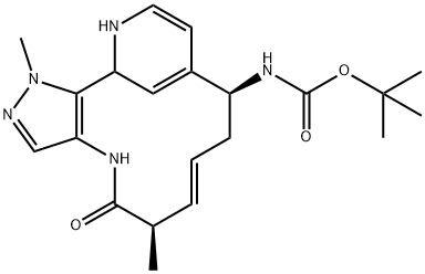 tert-butyl((5R,9S,E)-21,5-dimethyl-4-oxo-21H-3-aza-1(2,4)-pyridina-2(5,4)-pyrazolacyclononaphan-6-en-9-yl)carbamate 化学構造式