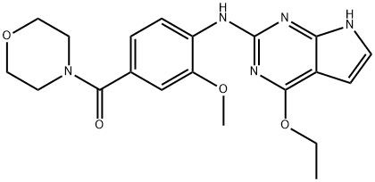 (4-((4-ETHOXY-7H-PYRROLO[2,3-D]PYRIMIDIN-2-YL)AMINO)PHENYL)(MORPHOLINO)METHANONE, 1802525-61-6, 结构式