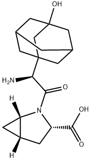 2-Azabicyclo[3.1.0]hexane-3-carboxylic acid, 2-[(2S)-2-amino-2-(3-hydroxytricyclo[3.3.1.13,7]dec-1-yl)acetyl]-, (1S,3S,5S)- Struktur