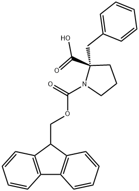 (2S)-2-benzyl-1-{[(9H-fluoren-9-yl)methoxy]carbonyl}pyrrolidine-2-carboxylic acid Struktur