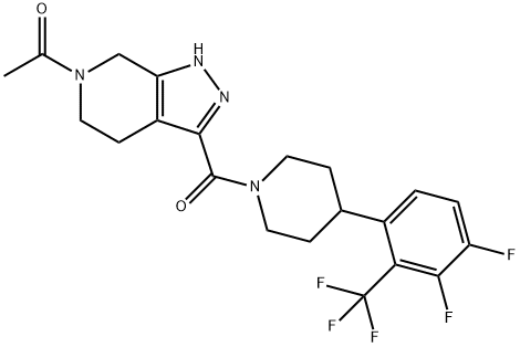 Ethanone, 1-[3-[[4-[3,4-difluoro-2-(trifluoromethyl)phenyl]-1-piperidinyl]carbonyl]-1,4,5,7-tetrahydro-6H-pyrazolo[3,4-c]pyridin-6-yl]-|1-[3-[[4-[3,4-二氟-2-(三氟甲基)苯基]-1-哌啶基]羰基]-1,4,5,7-四氢-6H-吡唑并[3,4-C]吡啶-6-基]乙酮