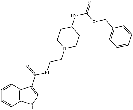 benzyl (1-(2-(1H-indazole-3-carboxamido)ethyl)piperidin-4-yl)carbamate 化学構造式