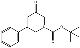 1-Piperidinecarboxylic acid, 3-oxo-5-phenyl-, 1,1-dimethylethyl ester Struktur