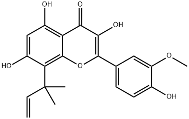 8-(1,1-Dimethyl-2-propenyl)
-3'-methoxykaempferol Structure