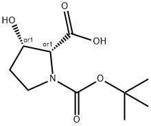 1,2-Pyrrolidinedicarboxylic acid, 3-hydroxy-, 1-(1,1-dimethylethyl) ester, (2R,3S)-rel- Struktur