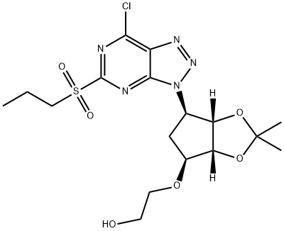 Ethanol, 2-[[(3aR,4S,6R,6aS)-6-[7-chloro-5-(propylsulfonyl)-3H-1,2,3-triazolo[4,5-d]pyrimidin-3-yl]tetrahydro-2,2-dimethyl-4H-cyclopenta-1,3-dioxol-4-yl]oxy]- Struktur