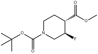 (3,4)-反式-1-叔丁基4-甲基3-氟哌啶-1,4-二羧酸酯外消旋物, 1864003-52-0, 结构式
