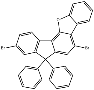 7H-Benzo[b]fluoreno[3,4-d]furan, 5,9-dibromo-7,7-diphenyl- Structure