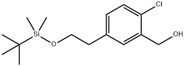 Benzenemethanol, 2-chloro-5-[2-[[(1,1-dimethylethyl)dimethylsilyl]oxy]ethyl]- 化学構造式