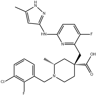 (2R,4R)-1-(3-クロロ-2-フルオロベンジル)-4-[3-フルオロ-6-(5-メチル-1H-ピラゾール-3-イルアミノ)-2-ピリジルメチル]-2-メチルピペリジン-4-カルボン酸