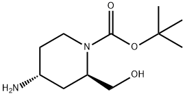 1-Piperidinecarboxylic acid, 4-amino-2-(hydroxymethyl)-, 1,1-dimethylethyl ester, (2R,4R)-,1932198-84-9,结构式