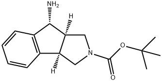 Indeno[1,2- c ]pyrrole-2(1 H )-carboxylic acid, 8-
amino-3,3a,8,8a-tetrahydro-, 1,1-dimethylethyl
ester, (3aR ,8R ,8aR )- Struktur