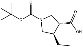 1,3-Pyrrolidinedicarboxylic acid, 4-ethyl-, 1-(1,1-dimethylethyl) ester, (3R,4R)- Struktur
