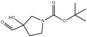 叔-丁基 3-甲酰基-3-羟基吡咯烷-1-甲酸基酯 结构式