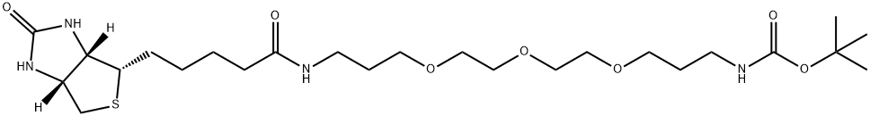 6,9,12-Trioxa-2,16-diazaheneicosanoic acid, 21-[(3aS,4S,6aR)-hexahydro-2-oxo-1H-thieno[3,4-d]imidazol-4-yl]-17-oxo-, 1,1-dimethylethyl ester 化学構造式