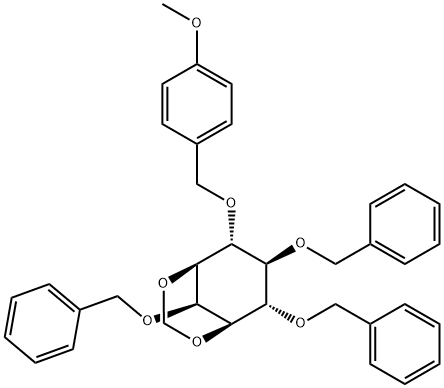 myo-Inositol, 4-O-(4-methoxyphenyl)methyl-1,3-O-methylene-2,5,6-tris-O-(phenylmethyl)- 结构式