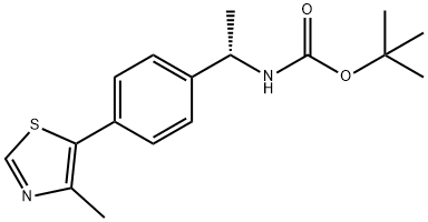 (S)-N-BOC-1-[4-(4-甲基-5-噻唑基)苯基]乙胺, 1973408-97-7, 结构式