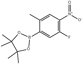 2-(5-Fluoro-2-methyl-4-nitrophenyl)-4,4,5,5-tetramethyl-1,3,2-dioxaborolane 化学構造式