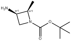 1-Azetidinecarboxylic acid, 3-amino-2-methyl-, 1,1-dimethylethyl ester, (2R,3R)-rel- Struktur