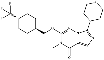 2007975-22-4 3-甲基-7-(四氢-2H-吡喃-4-基)-2-((反式-4-(三氟甲基)环己基)甲氧基)咪唑并[5,1-F][1,2,4]三嗪-4(3H)-酮